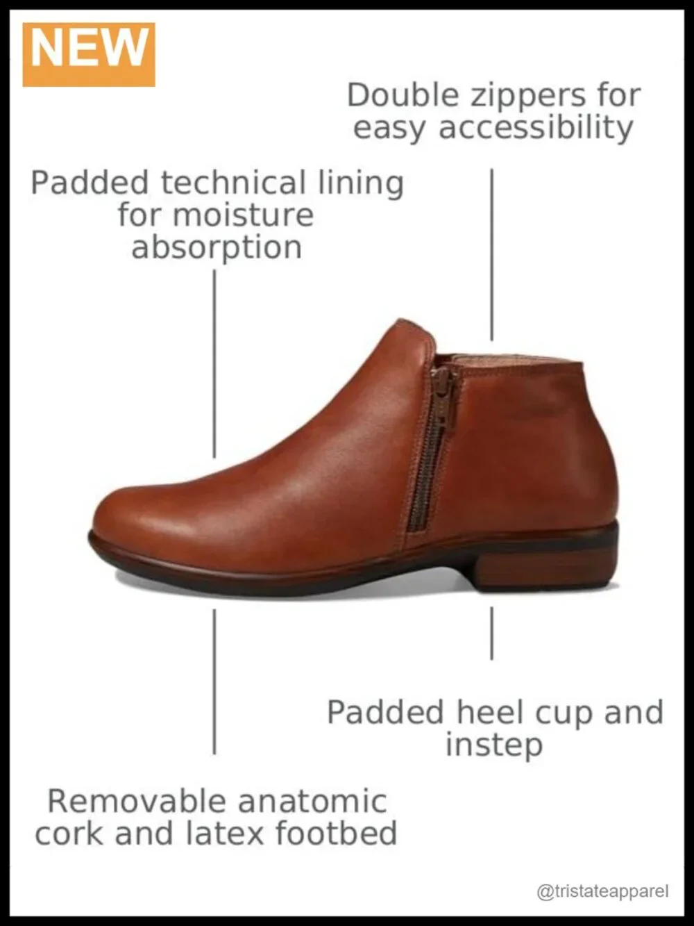 Ankle Boots Leather Removable Footbed Handsewn Stitching
